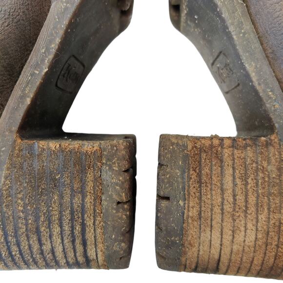 Korks Elsie 10 Chocolate Brown Faux Leather Pull On Ankle Boots Chunky Lug Sole - Picture 10 of 10